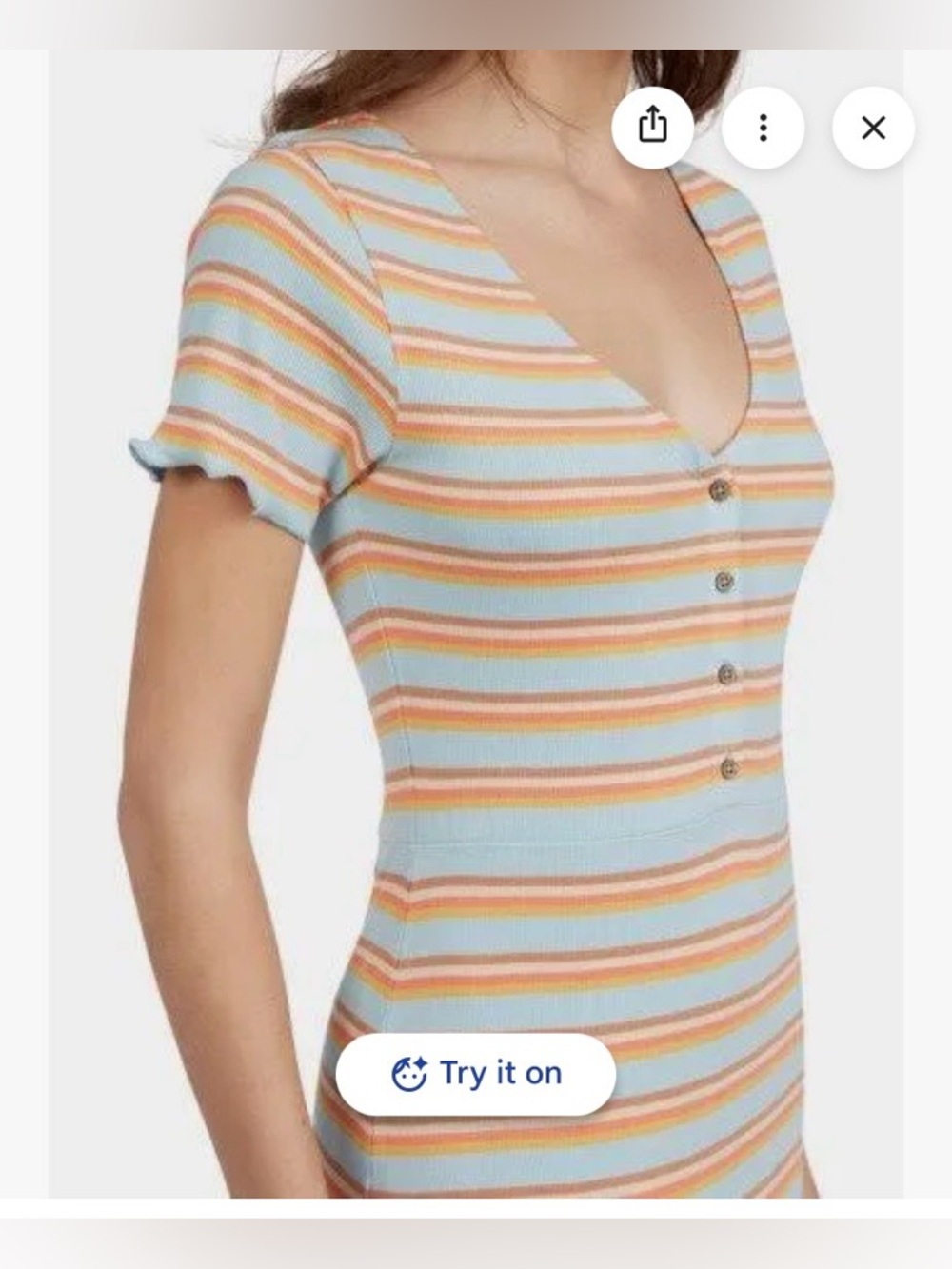 🆕 Roxy Bring It On Ribbed Striped Stretch Short Sleeve Midi Dress. Size XL. NWT